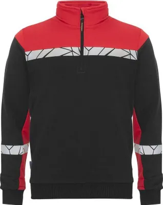 Productafbeelding van Projob - "7102" Sweater voor heren/dames, uni model, met halve rits ET1063 (maat M) (zwart/rood)