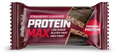 Obrázok produktu pre Proteínová tyčinka "Protein Max", jahoda, bezlepková, 45 g, BIOTECH USA 20019030300