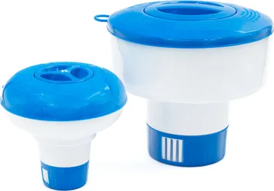 Produktbild von Home Deluxe - Dosierschwimmer Clear - 5 Dosierschwimmer für 1 Tabletten, Einstellbarer Drehknopf für gleichmäßige Wasserpflege I Poolzubehör Poolpflege Wasserdesinfektion