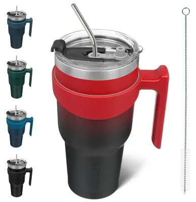 Productafbeelding van BJPKPK 1200 ml thermosbeker met handvat en rietje