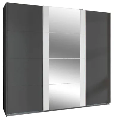 Image de Armoire à portes coulissantes Bern, finition au choix, graphite / blanc, 225 x 64 x 210 cm