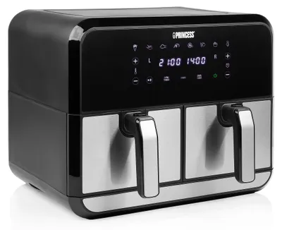 Immagine prodotto di Princess 01.182074.01.001 Aerofryer a doppio cestello - Friggitrice ad aria - 8 l - 2 kg - 200 °C - 6 persone - Cina
