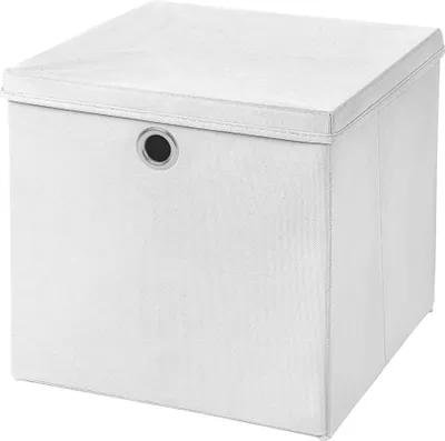 Produktbild von 1 Stück Weiß Faltbox 33 x 33 x 33 cm Aufbewahrungsbox faltbar mit Deckel