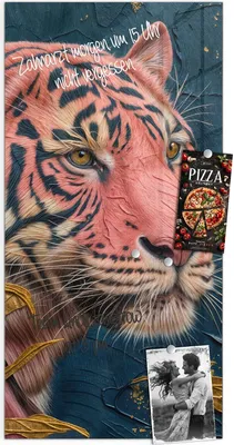 Produktbild von Magnettafel 50x100cm Pinnwand Whiteboard beschreibbar - Tiger Porträt