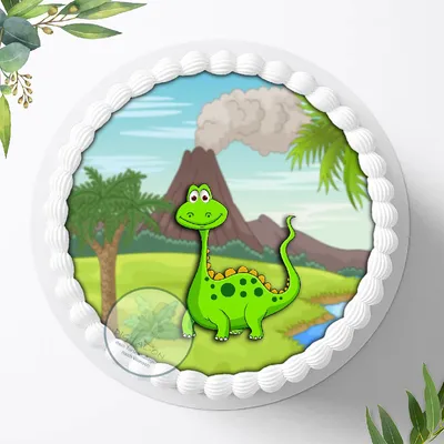 Produktbild von Für die Geburtstags Torte, Zuckerbild mit dem Motiv: Dinosaurier , Dino, Essbares Foto für Torten, Fondant, Tortenaufleger Ø 20cm, 0287c