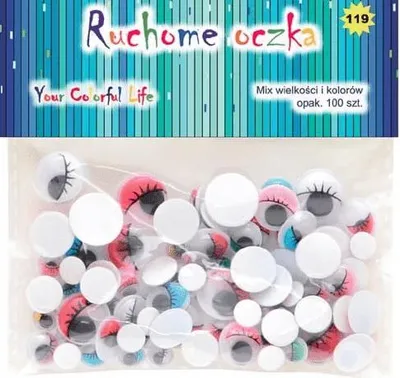 Image de Yeux mobiles pour les projets de bricolage, blancs, 100 pièces
