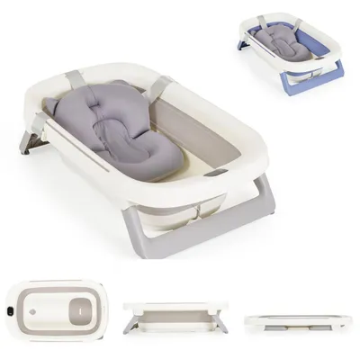 Produktbild von Cangaroo Babybadewanne Morea 81cm faltbar, integriertes Thermometer, Badekissen grau