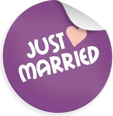 Produktbild von 24x Sticker Just Married(Motiv 43) 4cm Geschenk Aufkleber  Hochzeit Etiketten