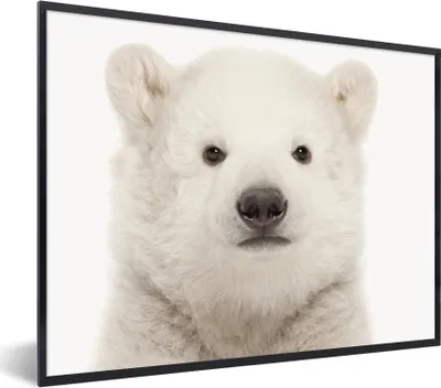 Produktbild von MuchoWow® Gerahmtes Poster Eisbär - Tiere - Weiß - Kinder - Jungen - Mädchen 80x60 cm - Poster mit Schwarzem Bilderrahmen Wandposter Rahmen Foto Bilder - Schwarzem - Mit Gestell