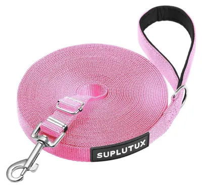 Produktbild von Schleppleine für Hunde, Verstellbare Laufleine mit Gepolstertem Griff, Rosa, 25m