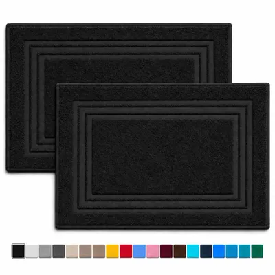 Produktbild von Komfortec Badvorleger Set 2 Teilig, Waschbar Duschmatte & Badteppich, 600 g/m² &100% Baumwolle, Saugfähig & Schnelltrocknend, 50 x 70 cm, Schwarz