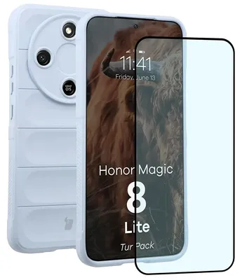Produktbild von Robuste Handyhülle + gehärtetem Glas für Honor Magic8 Lite, Bizon Tur Pack, Hellblau