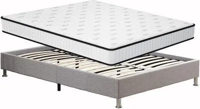 Produktbild von TEENO Schaumstoffmatratze (140x190×22CM)+Bettrahmen Plattform gepolstert 31 cm, Dunkelgrau