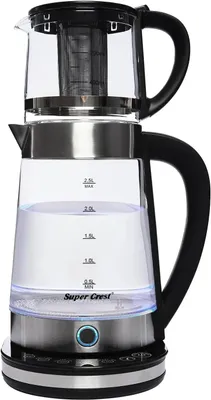 Obrázek produktu pro Skleněná varná konvice – Elektrická konvice na čaj – 2,5l konvice + 1l čajová konvice – 1500 W rychlý ohřev – filtr na vodní kámen – průhledná