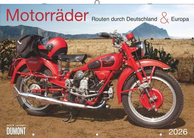 Produktbild von Motorräder & Routen 2026 - Broschürenkalender - mit Schulferientabelle - Format 42 x 29 cm