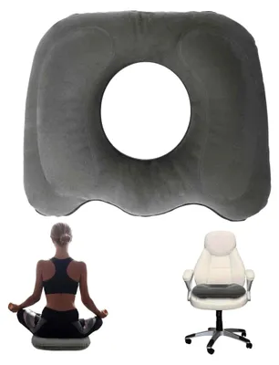 Produktbild von Aufblasbares Donut-Kissen, Ergonomisches Sitzkissen, Orthopädisches Sitzkissen für Bürostühle, Rollstühle, Hämorrhoiden, Steißbeinschmerzen, Rückenschmerzen (dunkelgrau)