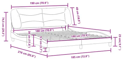 Produktbild von vidaXL Bettgestell mit LED ohne Matratze "Hvar" Schwarz 180x200 cm Stoff
