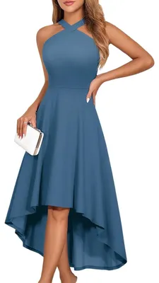 Obrázek produktu pro Elegantní midi šaty koktejlové večerní slavnostní modré XL