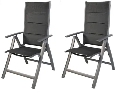 Produktbild von 2 Stück Gartensessel Comfort 6-fach verstellbar gepolstert schwarz