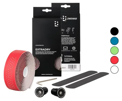 Produktbild von Fahrrad Lenkerband Extra Dry selbstklebend inkl. Alu Lenkerstopfen, Farbe:Rot