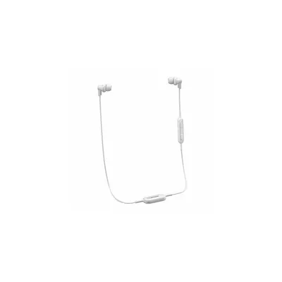 A pair of white wireless in-ear headphones on a white background.