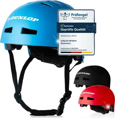 Produktbild von DUNLOP SPORTS Fahrradhelm Kinder Jugendliche Erwachsene - Test - Leichter robuster Urban Allrounder Helm, 14 Fach belüftet, Schnellverschluss, Auto Kopfanpassung BLAU, Gr. L
