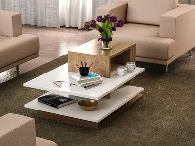 Image de Skye Decor, Venüs - Blanc, Noyer, Tables basses, Blanc, 84,8 x 43,6 x 60 cm