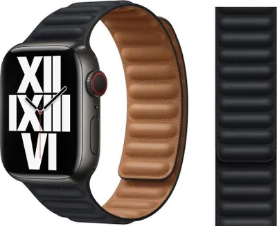 Produktbild von Original Apple Leather Link Armband S/M 38/40/41mm ML7R3ZM/A Midnight