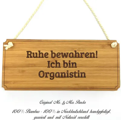 Produktbild von Mr. & Mrs. Panda Infotafel Organistin - Geschenk, Shabby, Landhaus, Bachelor, Türschild, Werbeschild, Studium, Berufsausbildung, Graviert, wandtafel, Schild, Geschenkidee