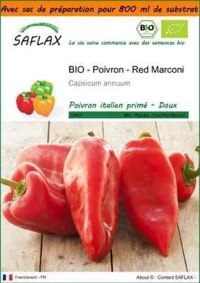 Image de SAFLAX Garden in the bag -- Poivron - Red Marconi - 20 graines - Capsicum