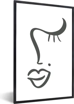 Produktbild von MuchoWow® Gerahmtes Poster Frau - Gesicht - Minimalismus 20x30 cm - Poster mit Schwarzem Bilderrahmen Wandposter Rahmen Foto Bilder - Drucken - Bilder Poster im Rahmen