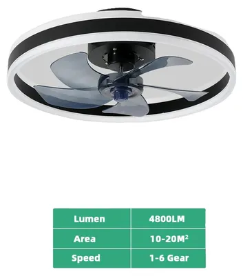 Zdjęcie produktu dla Wentylator sufitowy, inteligentne sterowanie, regulowane oświetlenie LED, czarny