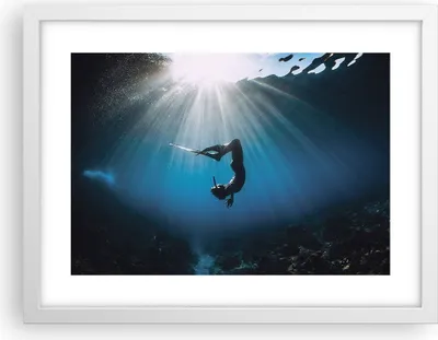 Produktbild von Gerahmtes Poster - Weißer Rahmen - Flossen Boden Taucher - 40x30 cm - Wand Bild - Wanddeko - Wandbilder - Kunstposter - Wandposter - Bilderrahmen - Bilder - Kunstdruck - P2WAA40x30-5097