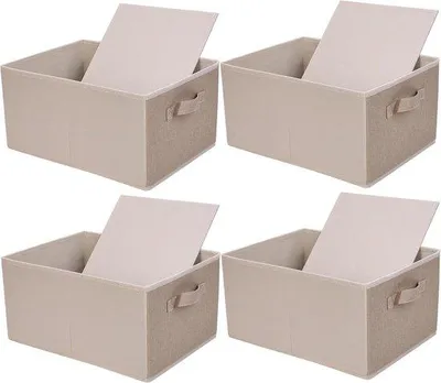 Productafbeelding van Famanu opbergboxen - set van 4, inklapbaar, 39 x 29 x 20 cm, beige
