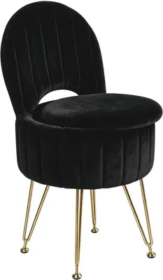 Produktbild von Schminkhocker mit Rückenlehne klappbar Stauraum Schminkstuhl Hocker Schlafzimmer 33x33x71 cm schwarz