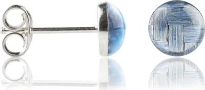 Produktbild von 925 Sterling Silber Ohrstecker Carbonfaser in verschiedenen Farben Farbe - Hellblau
