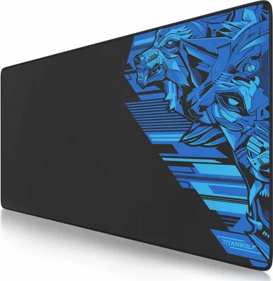 Produktbild von Titanwolf Gaming Mauspad XXL, 900 x 400 x 3 mm, Schreibtischunterlage, abwaschbar, rutschfeste Rückseite, Geschwindigkeit & Präzision, Vector blau