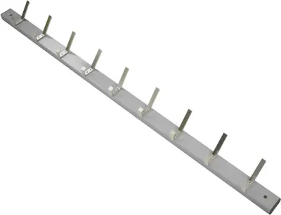 Produktbild von Wandgarderobe mit 9 Doppelhaken aus Metall | HxBxT 15x12138cm | Grau
