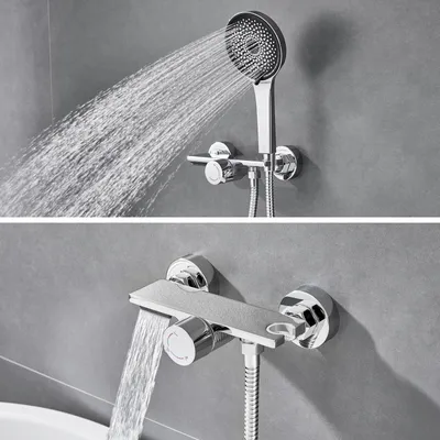Produktbild von Auralum Wannenarmatur Badewannen mit 5 Funktionen Handbrause, Chrome Badewannenarmatur Duscharmatur für Badezimmer