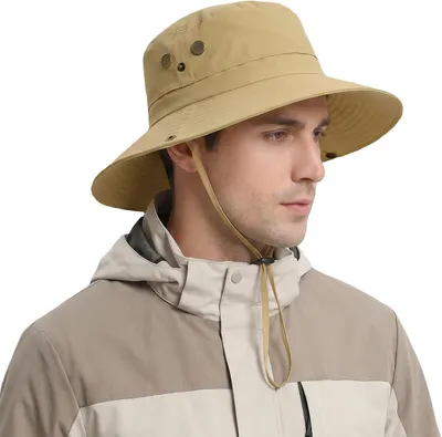 Produktbild von Sonnenhut für Herren, breite Krempe, UV-Schutz, wasserabweisend, atmungsaktiv, für Wandern