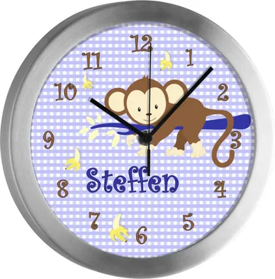 Produktbild von Kinderzimmer Funkwanduhr, Funkuhr Wanduhr Kinder, Affe blau 25 cm