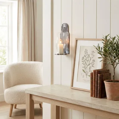 Produktbild von Windlicht, Rustikal, Handgef., Indoor | Glas, Eisen, Rostig | H 23,5 x B 10,0 cm