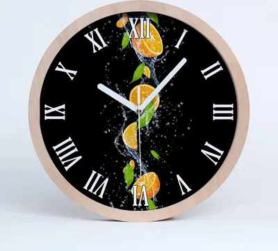 Produktbild von Holzuhr 30fi cm wanduhr - weiße Spitzen - Orangen und Wasser