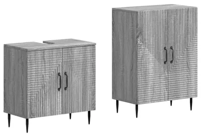Image de vidaXL Ensemble de deux meubles de salle de bain, modèle HAARLEM, couleur gris Sonoma