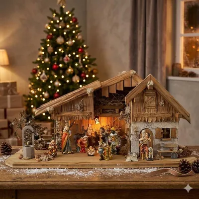 Produktbild von Festliche Weihnachtskrippe Großglockner inkl. 12-tlg. Figurensatz K 001
