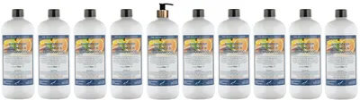 Immagine prodotto di Sapone liquido per le mani, arancia e legno di cedro, 10 flaconi da 1 litro con erogatore dorato