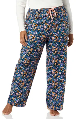 Produktbild von A. Essentials Damen Flanell Schlafhose Teal Blue Floral Camo L