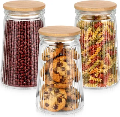 Produktbild von Vilde | Lebensmittelbehälter - 3 Stück - Behälter zur Aufbewahrung von Schüttgütern - mit Deckel und Dichtung - aus Glas - 1 l