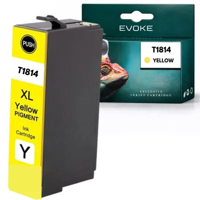 Immagine prodotto di Cartucce compatibili Evoke per la stampante Epson T1814 C13T18144012, colore giallo, capacità 15 ml, compatibili con i modelli XP102, XP205, XP215, XP225, XP405, XP415, XP425
