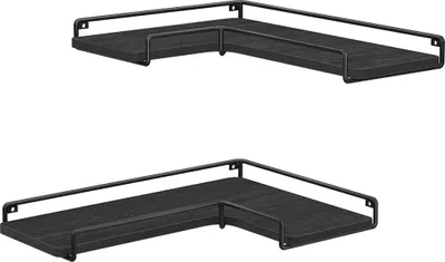Obrázek produktu pro Rohová police Rootz ve tvaru L – průmyslový design – nástěnná police – úsporné úložné řešení – 40 cm x 29 cm x 14 cm